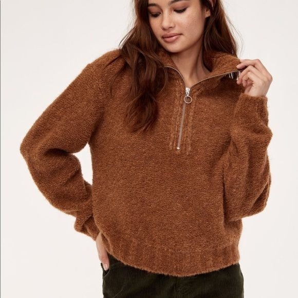 Aritzia Wilfred Free Gwyneth Wool Blend Half Zip Pullover Sweater M